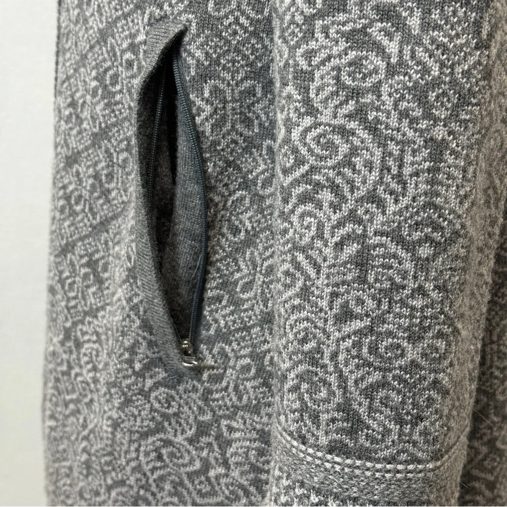 ATHLETA Size XL Spooner Summit Sweater Gray Nordic Print Long Wool Blend Hooded - Picture 9 of 13